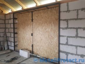 Утепление: пенопласт. Отделка: OSB Утеплённые ворота без калитки