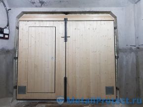 Рама - уголок 63х63, полотно - 50х25, Вагонка Ворота отделанные вагонкой изнутри