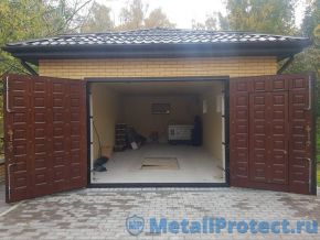 ПОЛНЫЙ ФАРШ: Сталь 4 мм, рама уголок 63х63, полотно 50x25, МДФ, шпон 10мм, замок чиза, петли с масленками 8 шт. Элитные гаражные ворота, отделка - шпон, утеплённые, 8 петель